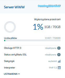 Serwer WWW w Panelu klienta AZ.pl